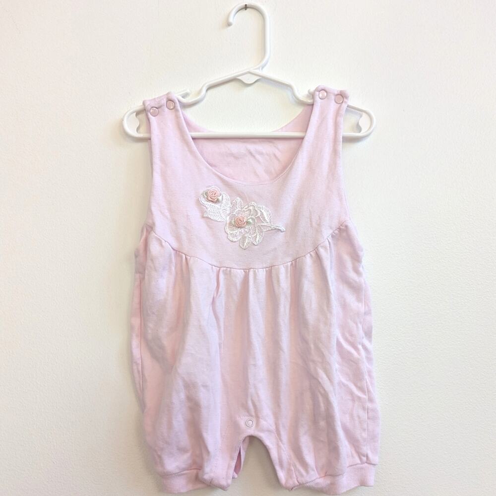 Vtg 90s Romper Baby Girls Sz 6-9m Pink Bubble